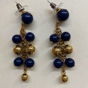 Elegant Gold and Blue tone Dangle Earrings